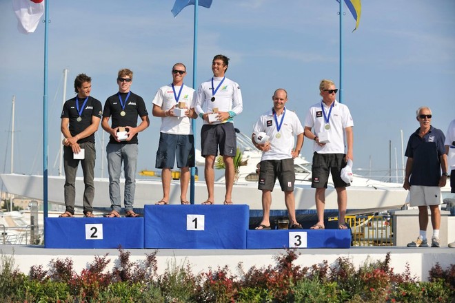 The podium at the 2012 49er World Championships © Nikola Sisko